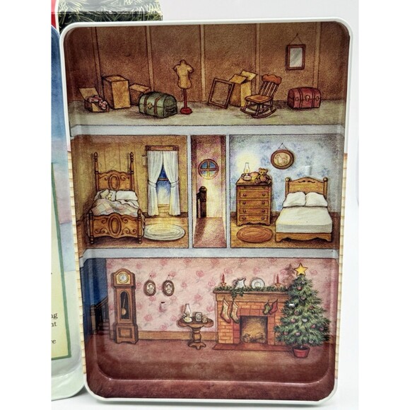 Hallmark 1992 Night Before Christmas Display Tin House With Chair And Hooks - Picture 5 of 9